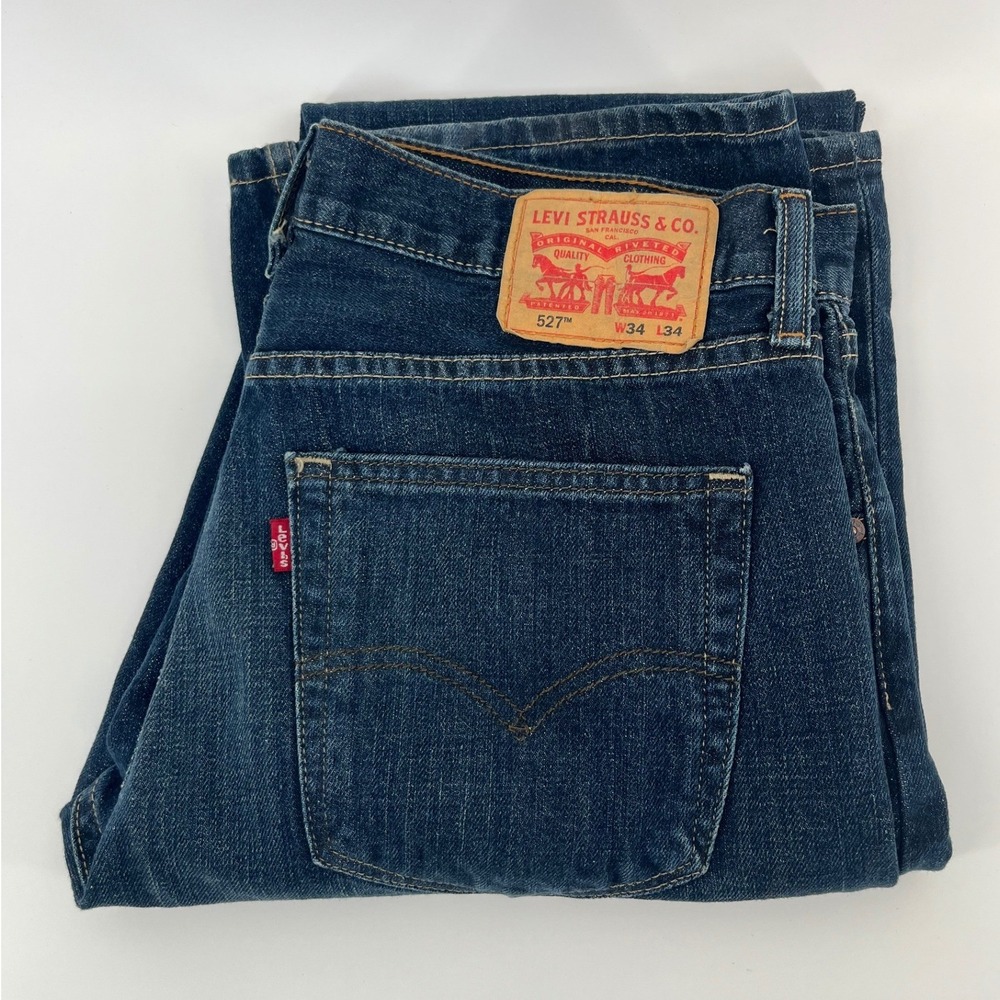 Levi's 527 Slim Bootcut Jeans Mens 34x34 Dark Wash Denim 00527-0484